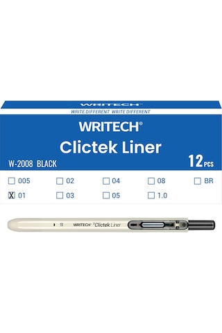 Wrıtech W-2008 Basmalı Fınelıner 0,1mm Kalem - 12'li Kutu Ahşap