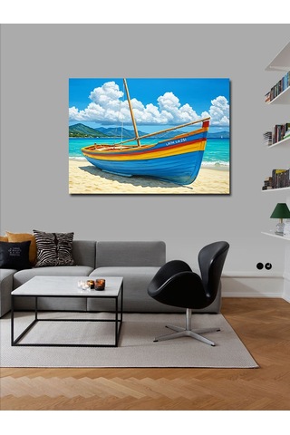 Kanvas Tablo Deniz Kıyısında Kayık 50cmx70cm