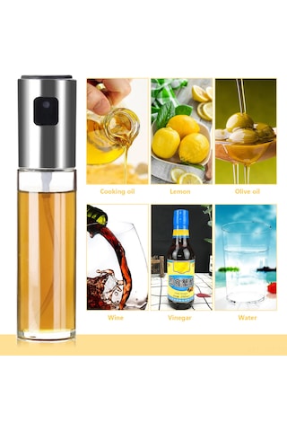 Aubyhe 100ml Cam Zarfli Yağ Spreyi - Paslanmaz Çelik Vana, İnce Buhar Dağıtımı, Mutfak & Barbekü İçin Gümüş