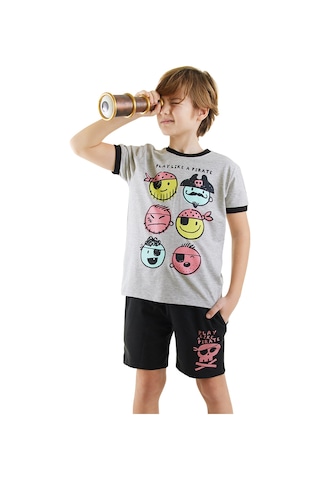 Denokids Pirate Erkek Çocuk T-shirt Şort Takım Renkli Çok Renkli