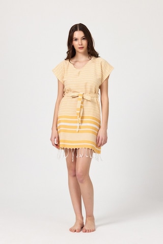 Mulberry Katya Plaj Elbisesi Tunik Pareo %100 Pamuk Sarı - Mor