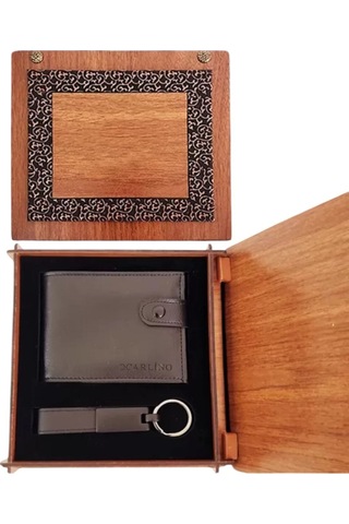 Cüzdan Ve Mat Siyah Anahtarlık Hediye Kutusu