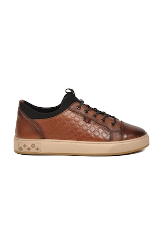Voyager Taba Hakiki Deri Kroko Desenli Rahat Şık Erkek Casual Ayakkabı Sneaker 6424-1 M