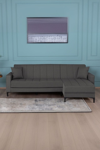 Kilim Mobilya Vela Köşe Uzanmalı Yataklı Köşe Takımı Antrasit