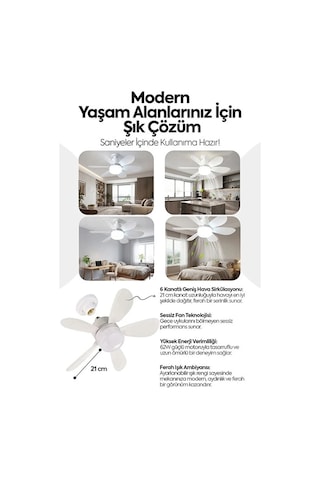 6 Kanatlı 3 Kademeli Led Aydınlatmalı Uzaktan Kumandalı Tavan Vantilatörü Diğer