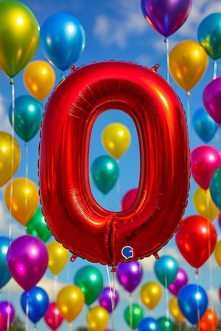 Folyo Rakam 0 Sıfır Kırmızı Renginde 40 İnç 100 Cm Grabo Doğum Günü Balonu Çok Renkli