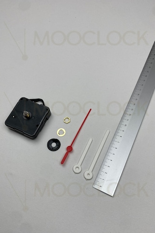 Saat Mekanizması, Akar Sessiz Duvar Saati Mekanizması, 14 Mm Şaft Askılı Kısa Beyaz