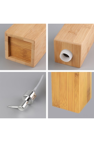 Reedark 220ml Bambu Sıvı Sabunluk - Banyo Ve Mutfak İçin Şık Ve Pratik Pompalı Dispenser Kahverengi