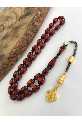 Sürmeli Model Kırmızı Tonda Toz Kehribar Tesbih N11.12148