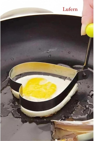 Paslanmaz Çelik Kalp Şekilli Kızartma Kalıbı Yumurta Omlet Krep Pankek Pancake Pişirme Kalıbı Çok Renkli