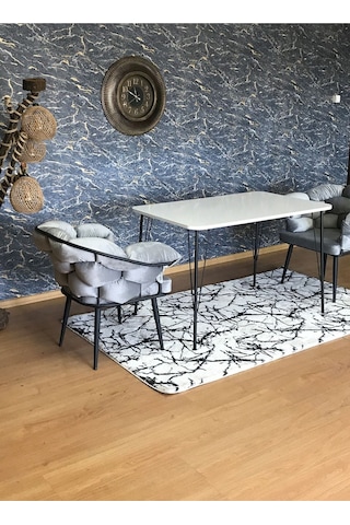 Yirmi15 Siyah Ayaklı 70x110 Cm Beyaz Eclipse Mutfak Masası Çalışma Masası Bilgisayar Masası- Masa