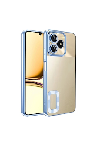 Realme C53 Kılıf Kamera Korumalı Logo Gösteren Zore Omega Kapak Sierra Mavi