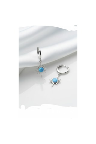 Çekirdekjewelry 925 Ayar Gümüş Rodyum Kaplama Opal Taş Küpe Gri