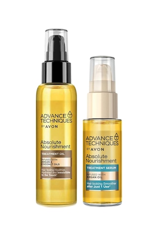 Avon Argan Yağı İçeren Besleyici Saç Serumu 30 ML + Argan ve Hindistan Cevizi Yağı İçeren Saç Bakım Yağı 100 ML
