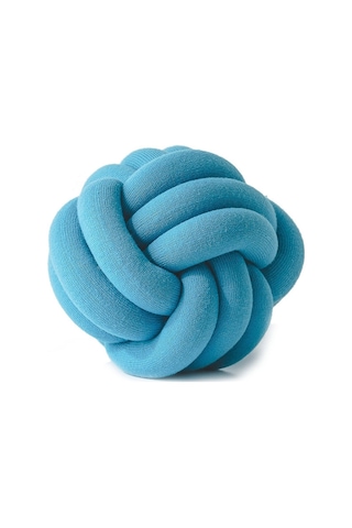 Sones El Yapımı Düğümlü Top Yastık, Boyut: Çap: 25 30cm Mercan Mavisi