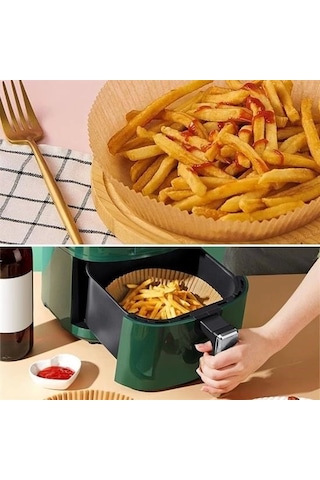 100 Adet Air Fryer Pişirme Kağıdı Tek Kullanımlık Yağlı Kağıdı Yuvarlak Tabak Model Çok Renkli