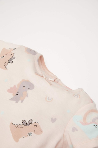 DeFacto Kız Bebek Pijama Takımı Dinazor Baskılı Kısa Kollu Penye Üst Beli Lastikli Şort D8295A5NSPN262 Pembe
