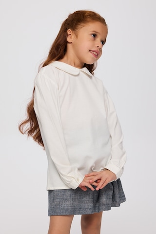 Panço Kız Çocuk Bebe Yakalı Ekru Bluz Krem