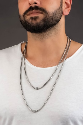 Erkek Çelik Zincir Kolye Gri