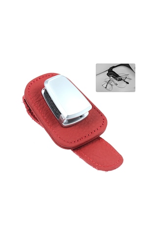 Monyee Araç Güneş Koruyucusu Gözlük Tutucu - Alüminyum Deri, Kaymazsız, Gözlüğü Korumak Ve Düzenlemek İçin Kırmızı