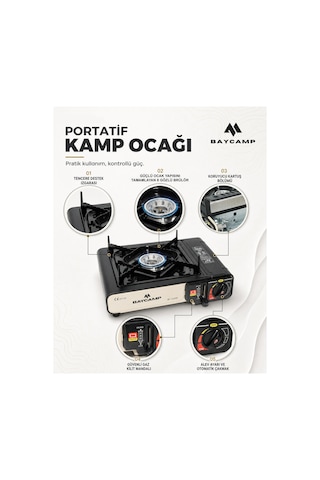 Portatif Kamp Ocağı Siyah – Otomatik Ateşlemeli