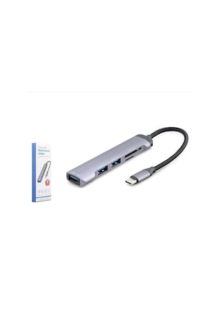 Hadron Hdx7039 Usb Hub Combo 5ın1 Usb Type-c Sd + Tf Card Gri Çoğaltıcı Hub
