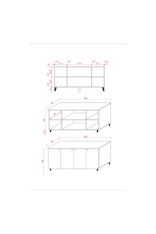 Asra Trend 4 Kapaklı Konsol KNSL01 %100 MDF Metal Ayaklı Çok Amaçlı Dolap Sonoma