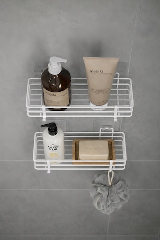Sas Haus Tek Katlı Duş Rafı Kancalı Banyo Şampuanlık & Organizer 2 Adet Beyaz Tş-01 beyaz