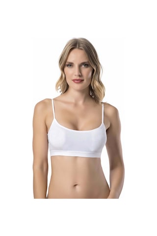 Kadın İp Askılı Büstiyer Sporcu Penye Yarım Atlet Sütyen Pedli - Siyah