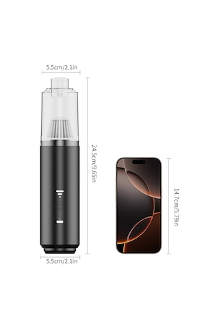 Araç İçi Küçük Yüksek Emişli Elektrikli Süpürge: Taşınabilir Şişirilebilir Çift İşlevli-siyah