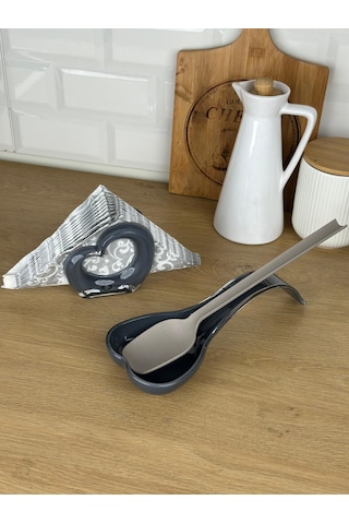 Okyanus Home Çift Baskı Kepçe Kaşık Altlığı Ve Peçetelik Antrasit Antrasit