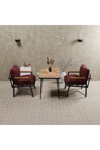 Mb Garden Furnıture Simetri Model, Balkon,mutfak, Bahçe, Cafe, Metal Koltuk Takımı, Bahçe Takımı , Çay Seti, 1+1+masa Bordo