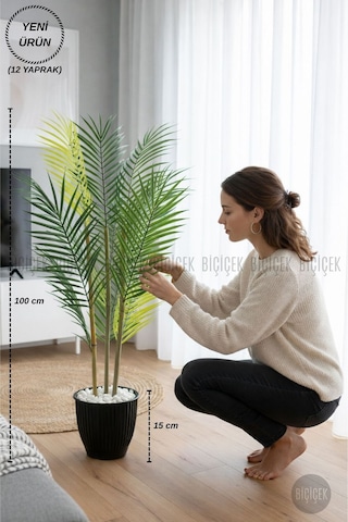 Biçiçek 100 Cm Areka Ağaci 3 Gövdeli̇