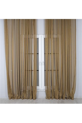 Murcia Dökümlü Tül Perde Pilesiz Altın