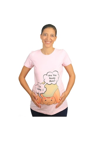 Mummy's Baby Hamile Tişört Are You Ready Pembe 7679