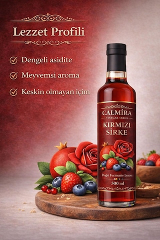Calmira Kırmızı Sirke 500 Ml / Elma / Nar / Gül / Orman Meyveleri + Collagen