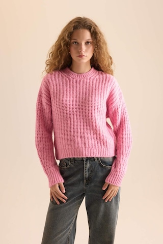 DeFacto Coool Oversize Geniş Kalıp Bisiklet Yaka Triko Kazak V1811AZNSPN449 Pembe