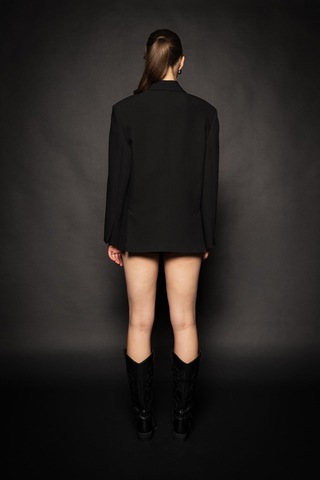 Kadın Siyah Basene Oturan Oversize Blazer Siyah
