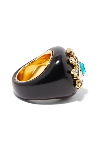 Evil Eye Cocktail Ring, Kristalli Nazar Yüzüğü Siyah