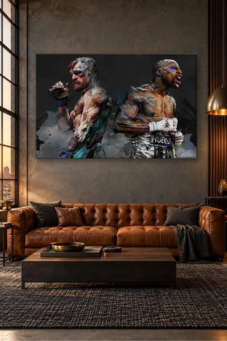 Fida Mayweather Ve Mcgregor Boks Karşılaşması Canvas Tablo Çok Renkli