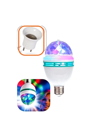 Renkli Disko Ampulü Lambası E27 Duy Hediye Led Ampul Dönen Disco