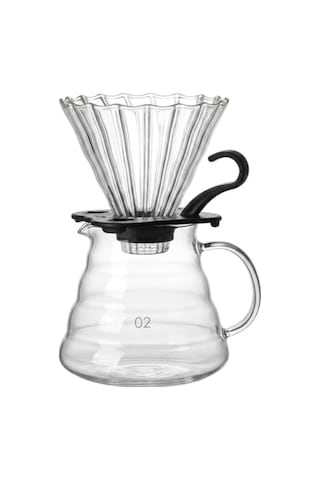 Deconox Profesyonel Cam Kahve Demleme Seti Pour Over Dripper & Karaf - 600 Ml Kapasiteli Borosilikat Filtre Kahve Seti