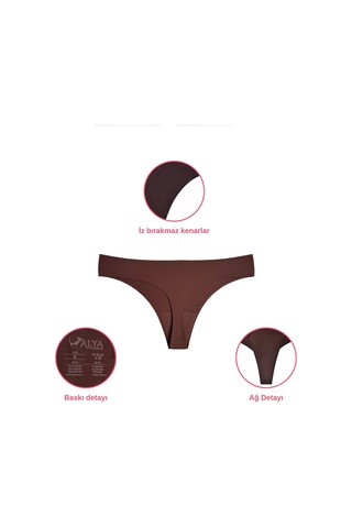 Alya Underwear Lazer Kesim Dikişsiz Tanga Külot, Seamless String 6'lı Paket Çok Renkli A08