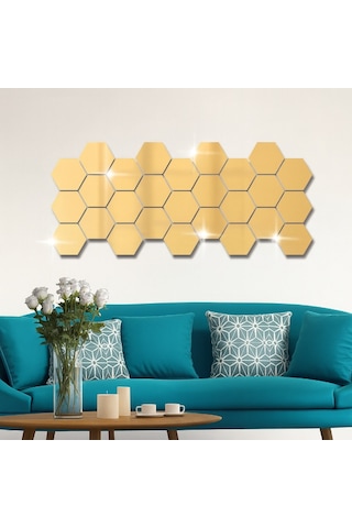 River World 12 Adetlik Akrilik Gold Yapışkanlı Ayna Seti Çok Renkli