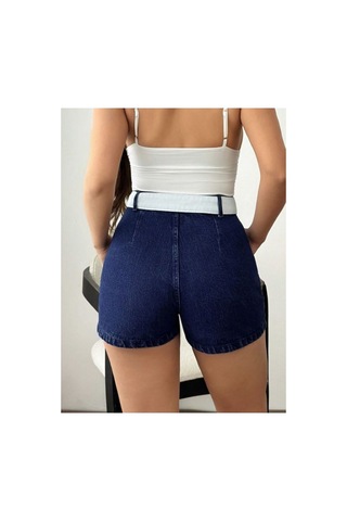 Kene Jeans Kuşak Kemerli Lacivert Kot Şort Lacivert