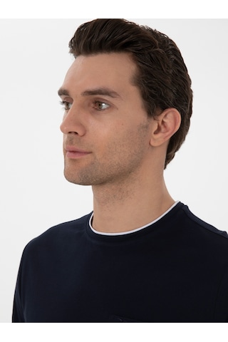 Lacivert Regular Fit Cepli T-shirt