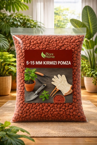 5-15 Mm Kırmızı Pomza Taşı Saksı Bitkileri İçin Drenaj Ve Havalandırma Sağlayan Premium Pomza 5 Lt