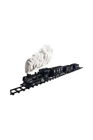 Oyuncak Pilli Raylı Tren Seti - Gerçekçi Buhar, Işık Ve Ses Efektli - 15 Parça Büyük Boy 135x75 Cm
