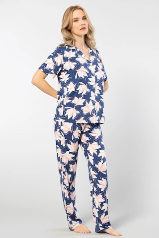 Türen 3355 Kadın Kısa Kollu Gömlek Yaka Pijama Takımı-lacivert Lacivert