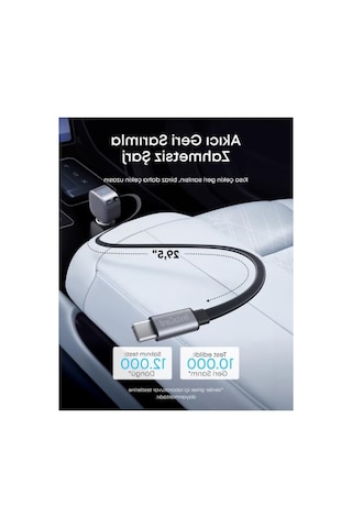 Anker Nano Usb-c Araç Şarj Cihazı, 75w, Ultra Kompakt Type-c Hızlı Şarj Cihazı, Entegre Geri Çekilebilir Kablo, Gri - A2738